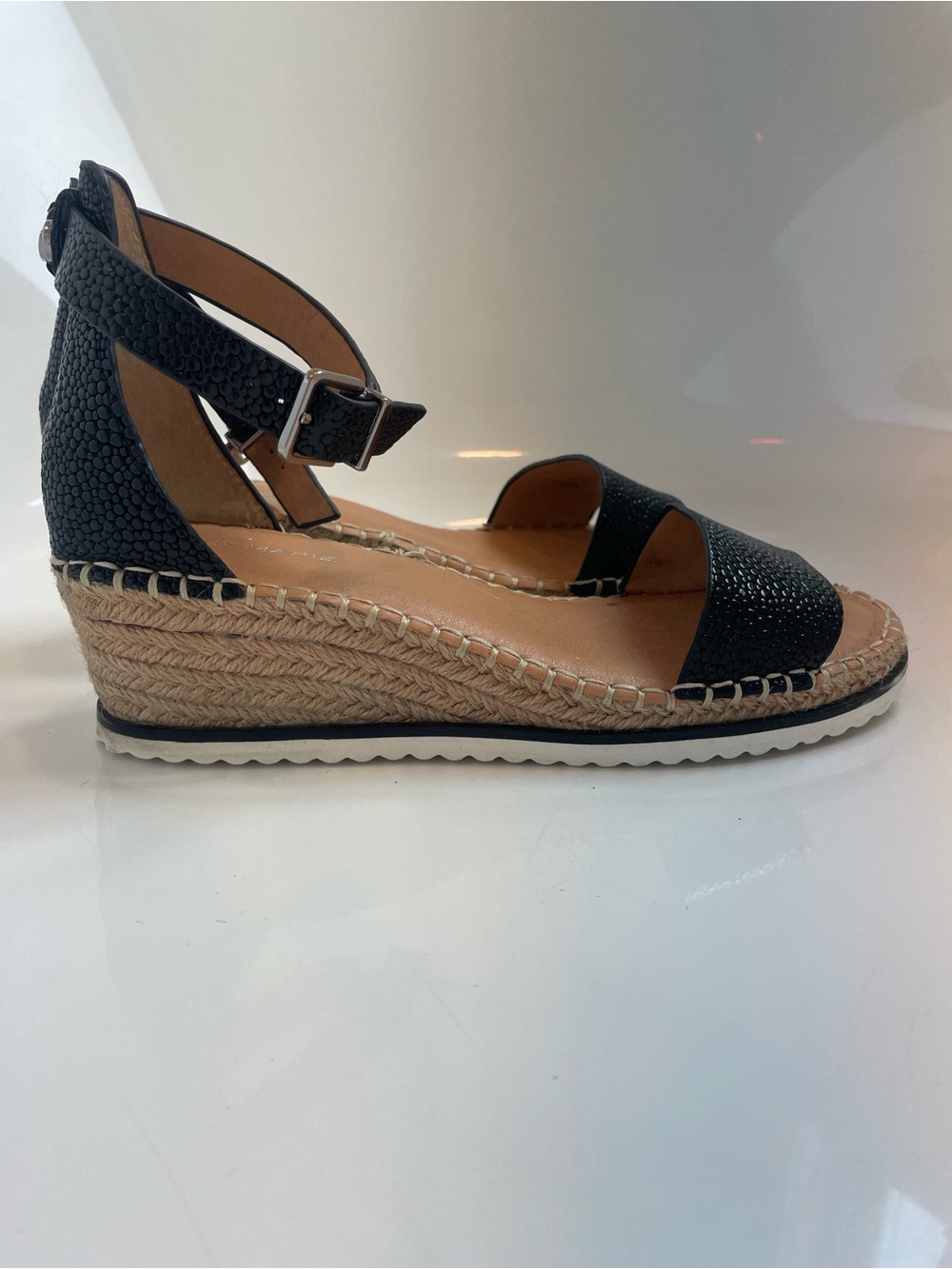 Alex Marie Black Wedge Espadrille Sandal